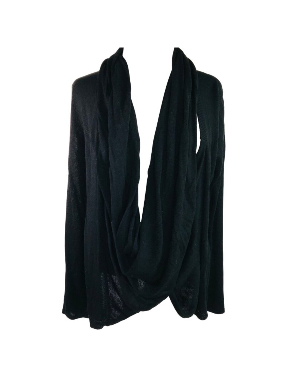 Cupio Women's Black Drape Cardigan Sweater Versatile Two-Way Styling Size Medium